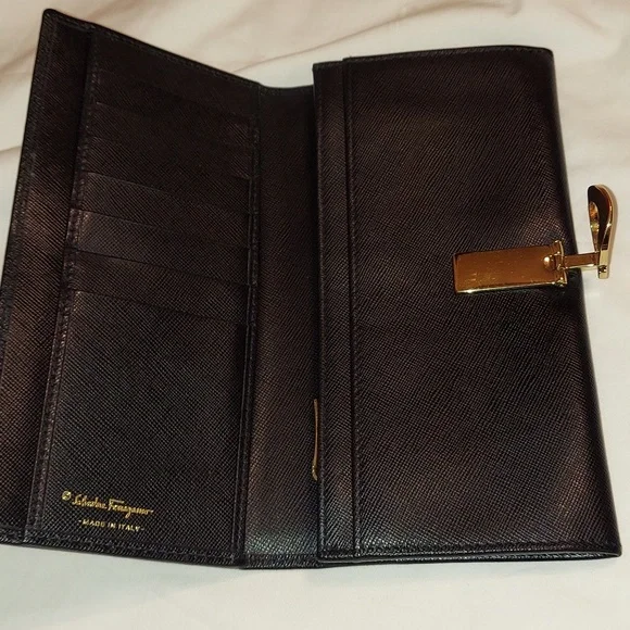 Authentic Salvatore Ferragamo Black Leather wallet with box!